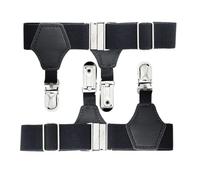 FIMWOLZ 1 par de calcetines ligueros elásticos para hombre con cierre no antideslizante pinzas calcetines tirantes ajustables negros clips asegurar el calcetín en su lugar, Negro, Elastisch