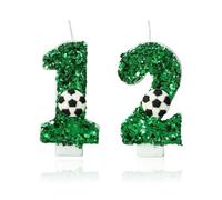 FIMWOLZ Nº 10 Velas de fútbol para decoración de tartas, ideales para la tarta de cumpleaños de un niño de 10 años, vela de cumpleaños (Verde)