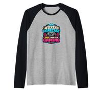 Fin de Semana Gaming Gamer Controller Arcade Pixel Humor Camiseta Manga Raglan