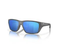 Fin-Nor - Gafas de sol rectangulares con marco oscuro mate para hombre, espejo azul (base gris), talla M/L, Espejo azul (base gris), Medium/Large