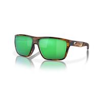 Fin-Nor Gafas de sol rectangulares con montura de tortuga de té mate para hombre, espejo verde (base de cobre), talla M/L, Espejo verde (base de cobre), Medium/Large