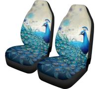 Finagallathe Anaimal Print - 2 fundas de asiento delantero de coche, protector de asiento delantero de pavo real, ajuste universal para la mayoría de coches, SUV y camiones