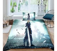 Final Fantasy Juego De Ropa De CamaJuego De Fundas 3D Impreso Anime Funda Nórdica De Microfibra con Cierr 2 Piezas Almohada Single（135x200cm）