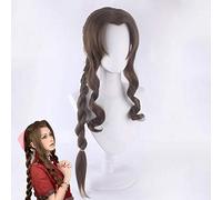 Final Fantasy VII Aerith Gainsborough Cosplay pelucas marrón largo rizado resistente al calor pelo sintético Peruca Anime disfraz jugar peluca PL-781
