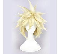 Final Fantasy VII Cloud Strife hombres corto rubio esponjoso en capas de pelo sintético recto pelucas de Cosplay FF7 + gorra de peluca gratis