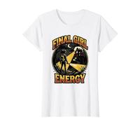 Final Girl Energy Slasher Película Supervivencia Horror Halloween Camiseta gráfica económica, Mujer, Blanco, M