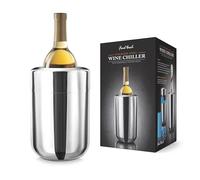 FINAL Touch Enfriador de vino de acero inoxidable con paquetes de congelador de gel extraíbles, enfriador de vino de acero inoxidable con paquetes de hielo de gel extraíbles