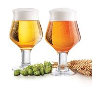 Final Touch Juego de 2 vasos de cerveza artesanales de 600 ml de vidrio Bar Ale con tallo en forma de V GG5019