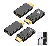 FinalCool 4 Piezas 4K Adaptador Displayport a HDMI, 4K@60Hz DP Macho a Hdmi Hembra, DP a HDMI Convertidor Compatible con PC Projector, TV, Monitor Laptop, AMD, HDTV Varios Dispositivos (Negro)