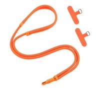 FinalCool Cordon para Movil Universal, Cuerdas Ajustable 40-80cm con 2 Parches Duraderos, Correa Cruzada para el Cuello y Muñeca, Colgante para Teléfono, Compatible con la Mayoría Fundas, Naranja