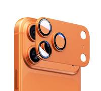 FinalCool Protector Lente Cámara para iPhone 17 Pro Max, 9H Cristal Templado, Aleación Alumio Película Protectores de Lente, Placa Metal Mate, Antihuellas y Antiarañazos, Amigable para Funda, Naranja