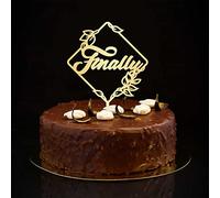 Finally - Decoración para tarta personalizada con silueta de Mr & Mrs, romántica novia y novio para compromiso, regalos de fiesta, regalos de compromiso para pareja, color dorado, 6 pulgadas