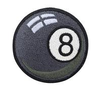 Finally Home Parche con cierre adherente - Bola negra de 8 billares | Parches para exteriores, retro, pequeños parches, insignia vintage, parche redondo 6 cm