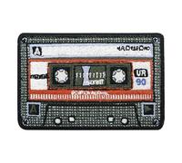 Finally Home Parche con cierre adherente, diseño de casete de los 80 rojos, parches retro, vintage, parche la vieja escuela