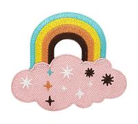 Finally Home Parche de arco iris retro con nube para planchar | Vintage Rainbow Patches, Old School - Parche con estrellas
