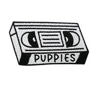 Finally Home Parche para planchar - Cinta de Puppies | Retro Casete Patches, Perritos Parche Vintage para planchar Perros