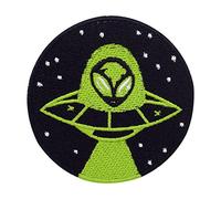Finally Home Parche redondo para planchar con diseño de Alien en el OVNI