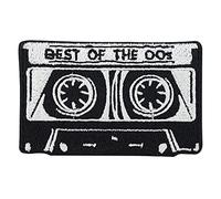 Finally Home Parche termoadhesivo con diseño de casete blanco y negro