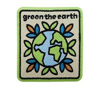 Finally Home Parche termoadhesivo con diseño de "Green the Earth" | Mundo Planeta Tierra Mundial Planeta Parche Planeta Parche de Plantas Parches Naturaleza Parche Medio Ambiente
