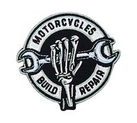Finally Home Parche termoadhesivo con diseño de hueso de motocicleta para chalecos de cuero, parches, parches, parches