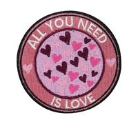 Finally Home Parche termoadhesivo con texto en inglés "All you need is Love", diseño de corazón, color rosa, morado