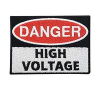 Finally Home Parche termoadhesivo de alto voltaje de Danger | Atención a altas corrientes, parches de peligro para planchar, advertencia, parche de electricidad