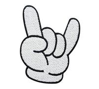 Finally Home Parche termoadhesivo - Mano blanca de dibujo animado rockera | Motorcycle Cómic Parches, Parche para planchar, Rockero Aplique, Manga Remiendo