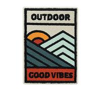 Finally Home Parche termoadhesivo para planchar y coser «Outdoor Vibes», para exteriores, para montañismo, senderismo, camping, retro, con dibujo de montaña