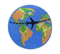Finally Home Parche termoadhesivo - Viaje alrededor del mundo | Tierra Parches, Mundo Parche para planchar, Avión Aplique, Globo Terráqueo Remiendo