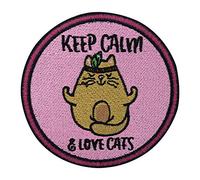 Finally Home | Parches Termoadhesivos de Planchado sin Costuras para Ropa| Parche Keep Calm & Love Cats gato |Aplique Codera Rodillera Bordado DIY