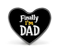 Finally I'm A Dad - Broche de solapa con forma de corazón para corbata, accesorios de vestido, boda, cumpleaños, para hombres y mujeres, Love form, Metal
