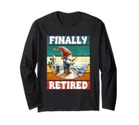 Finally Retired Fishing Grandpa Gnome Graphic For Retirement Manga Larga
