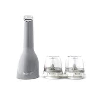 FinaMill Molino de pimienta y especias galardonado con pilas, ajuste de tamaño, elementos de molienda de cerámica, One Touch con luz LED. Incluye 2 cápsulas ProPlus de cambio rápido