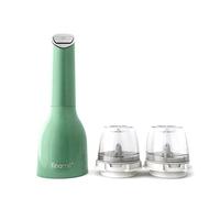 FinaMill Molino de pimienta y especias galardonado con pilas, ajuste de tamaño, elementos de molienda de cerámica, One Touch con luz LED. Incluye 2 cápsulas ProPlus de cambio rápido