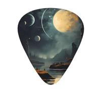 Finas, medianas y pesadas, 12 púas de guitarra, Moon Stars and Planets, resistentes al desgaste, adecuadas para guitarra, bajo, guitarra eléctrica, ukelele,
