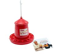 FINCA CASAREJO Comedero para Gallinas con Sistema Antidespilfarro - Tolva Happy Chickens 12 kg - Plástico Resistente para conservar el alimento - Incluye Guía Práctica de Alimentación