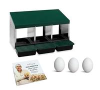 FINCA CASAREJO Ponederos para gallinas + 3 Huevos Falsos y Guía Práctica | Nidal de 3 huecos