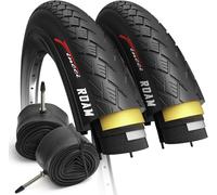 Fincci Bicicleta Cubiertas 700c x 35c con 2X Camara de Aire Presta 37-622 - Par Gravel Plegable Neumaticos con 1mm Antipinchazos - Gomas 28" para Adulto, Estatica, Eléctrica, Carretera y Urbain Bici