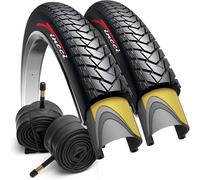 Fincci Bicicleta Cubiertas 700c x 35c con 2x Camara de Aire Schrader 37-622 - Par Gravel Plegable Neumaticos con 1mm Antipinchazos - Gomas 28" para Adulto, Eléctrica, Carretera, MTB y Montaña Bici