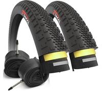 Fincci Bicicleta Cubiertas 700c x 38c con 2X Camara de Aire Presta 40-622 - Par Gravel Plegable Neumaticos con 1mm Antipinchazos - Gomas 28" para Adulto, Eléctrica, Carretera, MTB y Montaña Bici