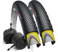 Fincci Bicicleta Cubiertas 700c x 38c con 2X Camara de Aire Schrader 40-622 - Par Gravel Plegable Gomas con 1mm Antipinchazos - Neumaticos 28" para Adulto, Eléctrica, Carretera, MTB y Montaña Bici