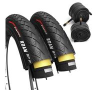 Fincci Bicicleta Cubiertas 700c x35c con 2X Camara de Aire Schrader 37-622 - Par Gravel Plegable Neumaticos con 1mm Antipinchazos - Gomas 28" para Adulto, Estatica, Eléctrica, Carretera y Urbain Bici