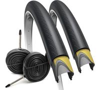 Fincci Bicicleta Cubiertas 700x28c con 2X Camara de Aire Presta 28-622 - Par Plegable Neumaticos Bici Carretera con 1mm Antipinchazos 28" 60TPI - Gomas para Adulto, Gravel, Carrera y Turismo Bici