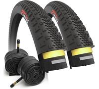 Fincci Bicicleta Cubiertas 700x38c con 2X Camara de Aire Schrader 40-622 - Par Gravel Plegable Neumaticos con 1mm Antipinchazos - Gomas 28" para Adulto, Eléctrica, Carretera, MTB y Montaña Bici