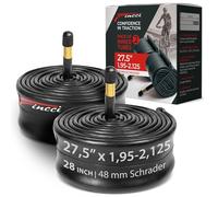 Fincci Camara Bicicleta 27.5 x 1.95 x 2.125 - Cámaras Bicicleta Carretera 27.5 para MTB Montaña Bici - Cámaras de Aire Schrader Válvula 48mm Interior - Paquete de 2 componentes para Ciclismo