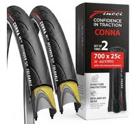 Fincci Cubierta 700x25c 25-622 Plegable con Protección Antipinchazos LVL3 | Cubiertas de Bicicleta 700x25 con 60 TPI y Presión de 85-115 PSI para un Rendimiento Óptimo en Carretera - Pack de 2