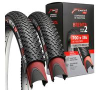 Fincci Cubierta 700x38c Rigida 40-622 Plegable Tubeless 120TPI Antipinchazo | Cubierta Bicicleta 700 x 38 con Protección Antipinchazos de Aramida de 1 mm y Presión de 50-80 PSI para Cubiertas 700x38