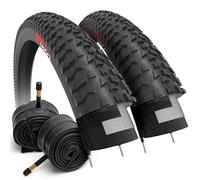 Fincci Cubiertas Bicicleta 20 x 1.95 Pulgadas - Par Plegables Neumaticos BMX 53-406 con 2X Camara de Aire Schrader, Gomas 20" para de Niño Adolescentes y Adulto, Montaña, Eléctrica y Bici Carretera