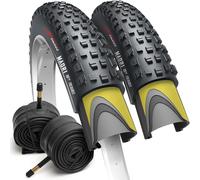 Fincci Cubiertas MTB 29 x 2.25 Pulgadas con 2 Camara de Aire Schrader 57-622 - Neumáticos Plegable 29 con 1mm Antipinchazos para Adulto, Gravel, Montaña, Eléctrica, Mountain Bike y Bicicleta Carretera