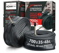 Fincci Gravel Cámara Bicicleta Carretera 700c x 35c x 38c x 42c x 48c - Pack de Cámaras 28-29" pulgados con de Aire Presta Válvula 48 mm para Bicicletas Eléctricas, Estáticas y Plegable - Pack de 2